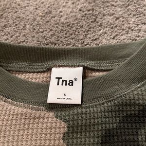 Aritzia TNA waffle knit camo long sleeve
